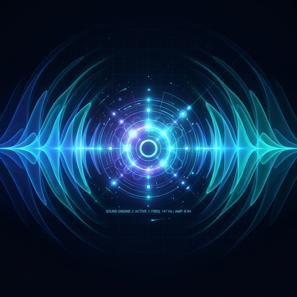 Representação abstrata de ondas sonoras tecnológicas